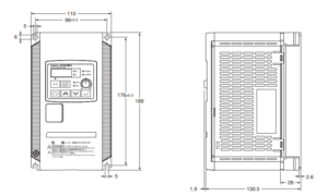 Kích thước Biến tần Omron 3G3JX-A4004