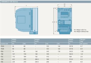 Kích thước biến tần Siemens V20