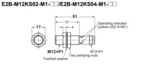 Kích thước cảm biến tiệm cận E2B-M12KS04-M1